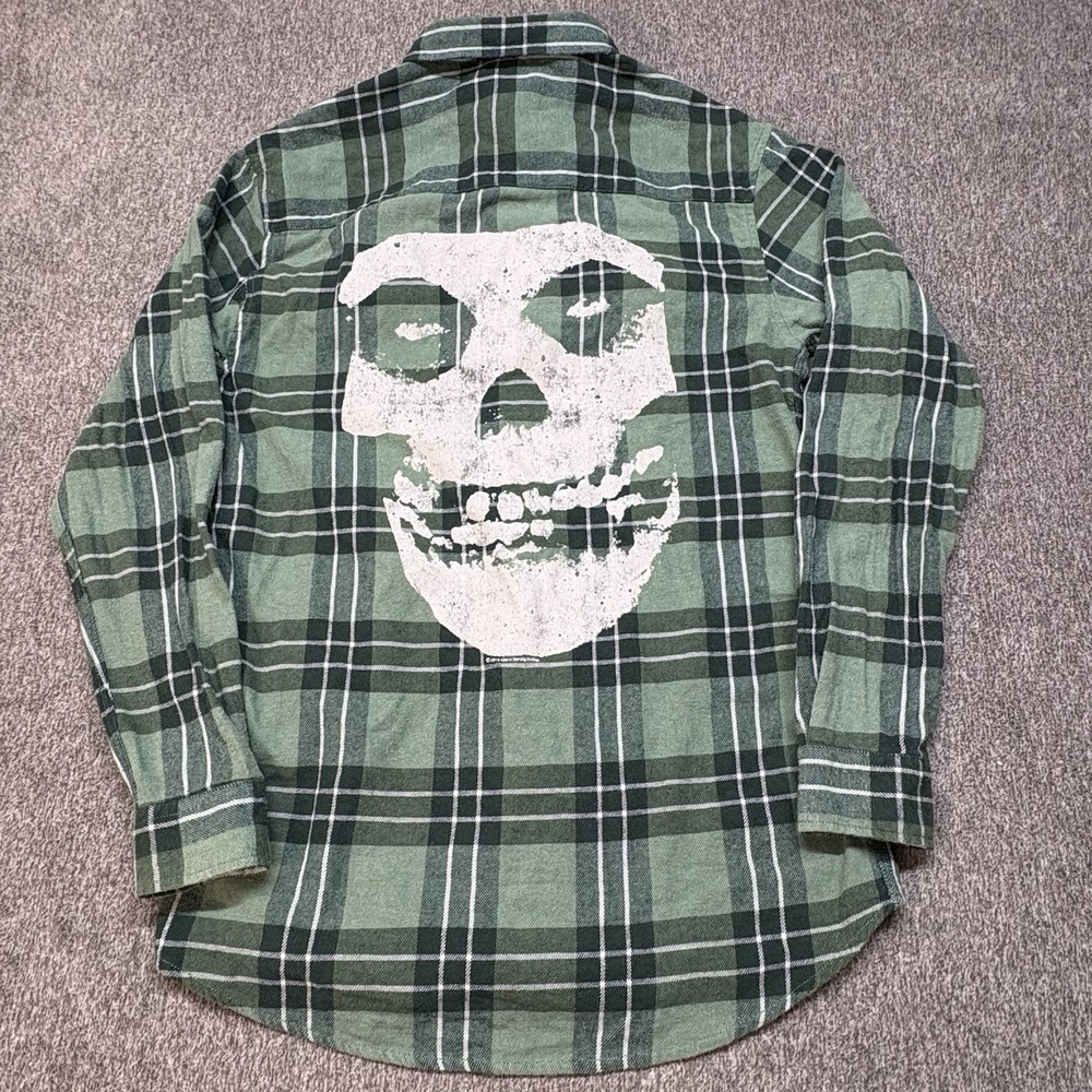 Official Misfits Band Hooded Flannel Shirt Live Nation Men's M Y2K 90s Plaid